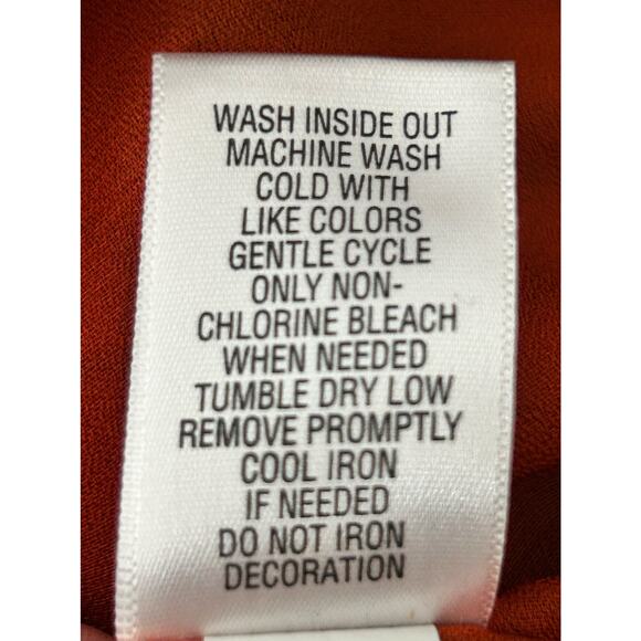 APT 9 Women’s Burnt Orange Pattern Sleeveless Sheer Top Sz M - Picture 11 of 12